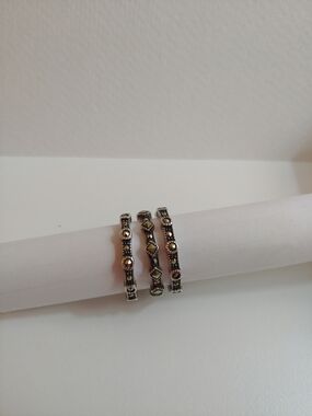 Judith Jack Sterling Silver Marcasite Stackable Ring Bands - Set of 3